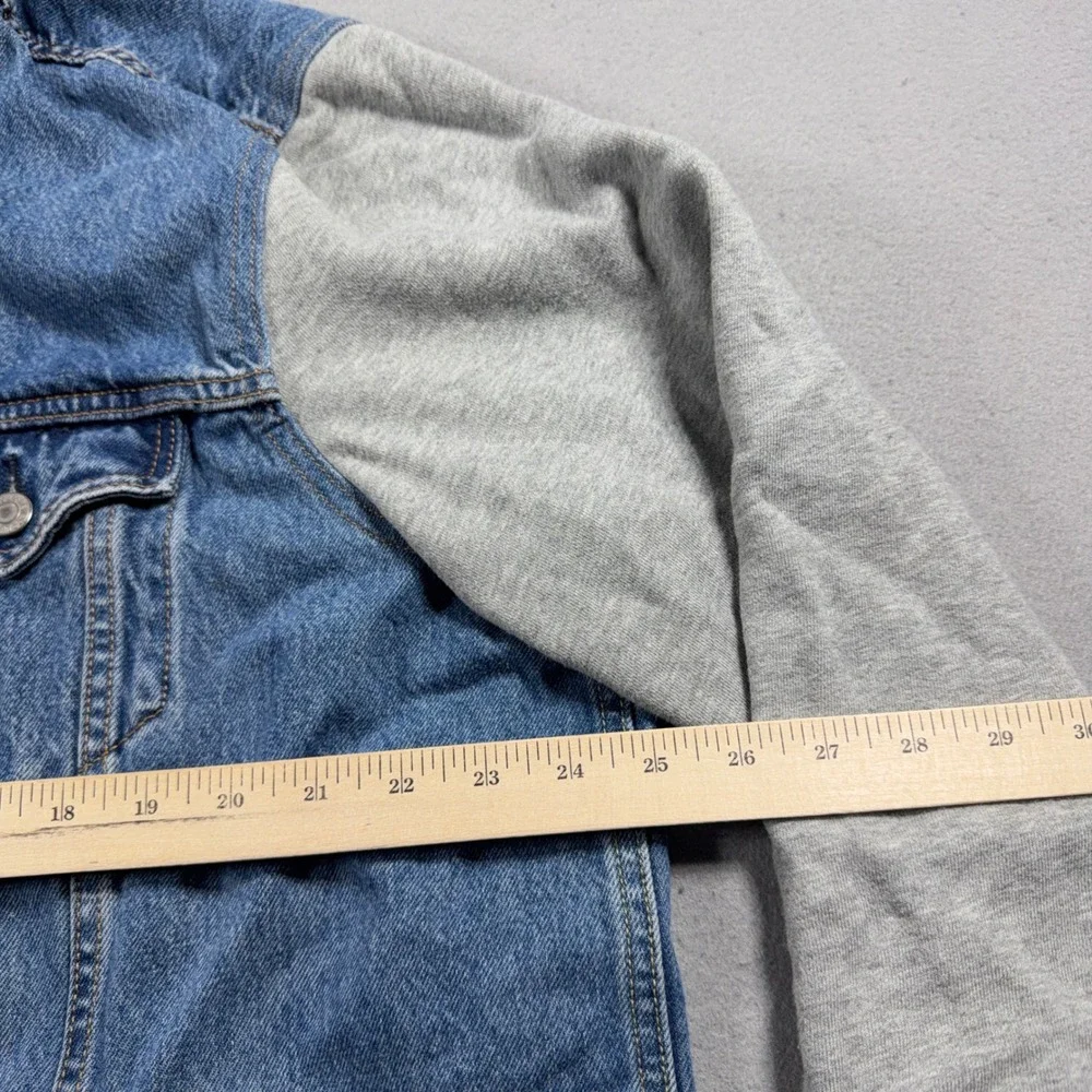 Levi Denim Hoodie Jacket Men 3XL Hybrid Trucker Blue Grey Casual Streetwear - Picture 4 of 9